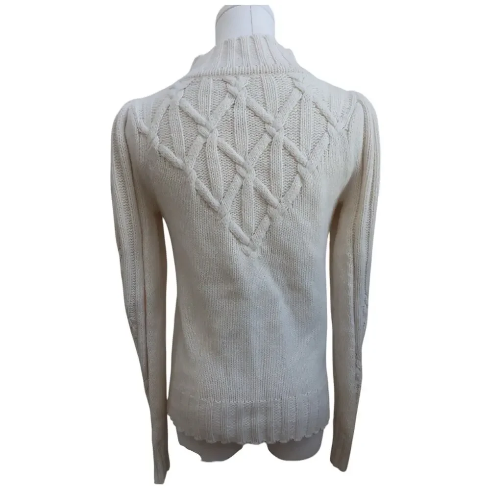 La Vie Rebecca Taylor Cable Knit Turtleneck Merino Wool Blend Sweater Size S
